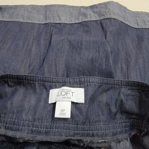 Ann Taylor Loft Blue & Gray Chambray Color block skirt with Pockets Size 8P - Picture 14 of 16